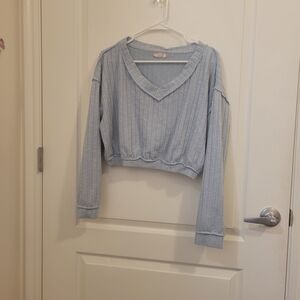 Altar'd State Soft Blue Ribbed Top